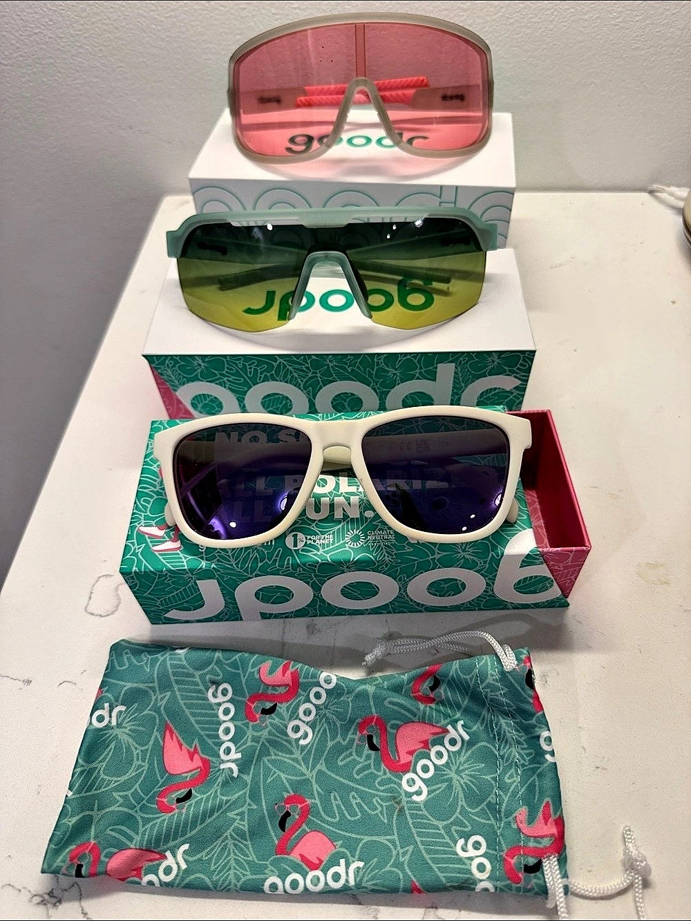 goodr Bundle of 3 Sunglasses Set in Green & Pink - New